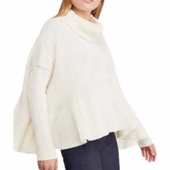 Free People Sweaters - Free People Layer Cake Turtleneck Sweater Small Oversized Cream Boho Slouchy